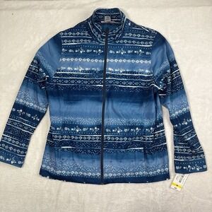 NWT Allison Daley Blue Long Sleeve Full Zip Snowflake Jacket Women's Medium